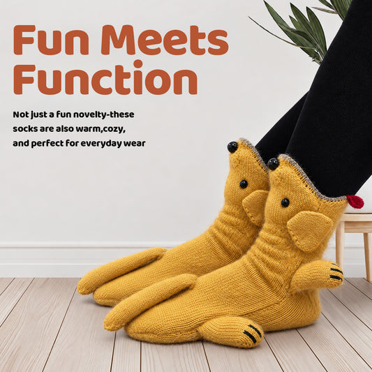 3D Golden Retriever Knit Socks – Funny Animal Novelty Socks