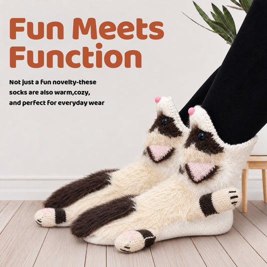 3D Ragdoll Cat Knit Socks – Funny Animal Novelty Socks