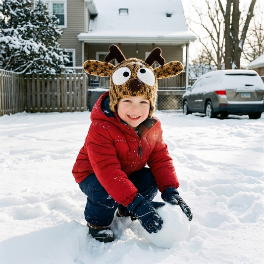 Winter Magic 3D Reindeer Knit Earflap Hat