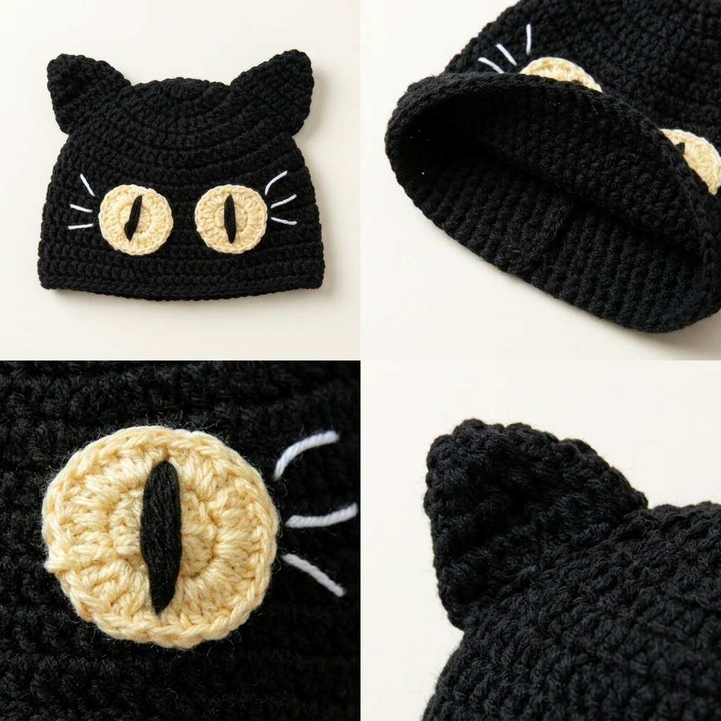 Cozy Feline 3D Black Cat Knit Hat