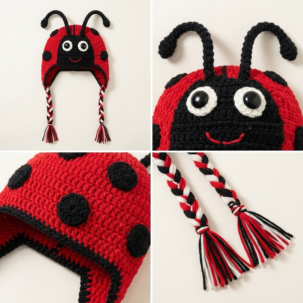 Little Ladybug 3D Knit Earflap Hat