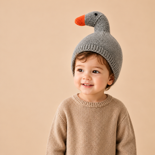 3D Honking Goose Knit Beanie for kids and women