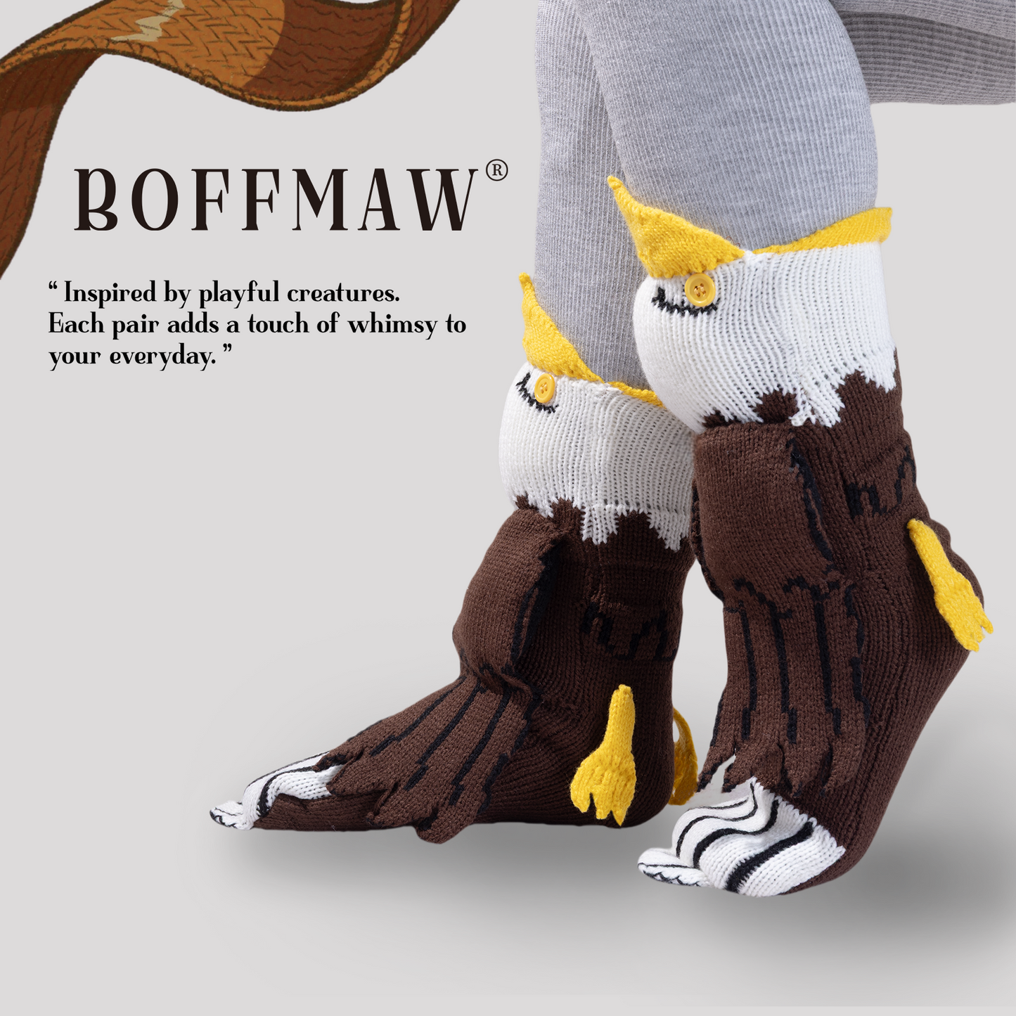 BOFFWAM Eagle Knit Socks-Quirky creative design & Comfy Soft knitted material, Carpet socks for Family Party Unisex Menswear Original