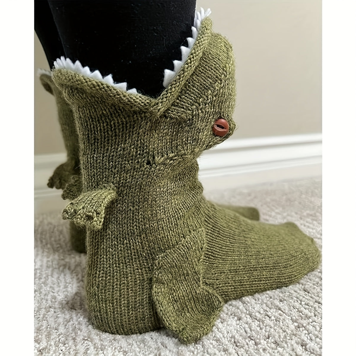 3D T-Rex Dinosaur Knit Socks – Fun Novelty Gift