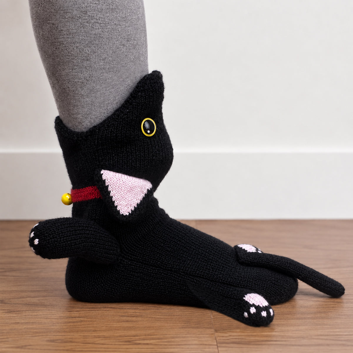 3D Black Cat Knit Socks – Funny Animal Novelty Socks