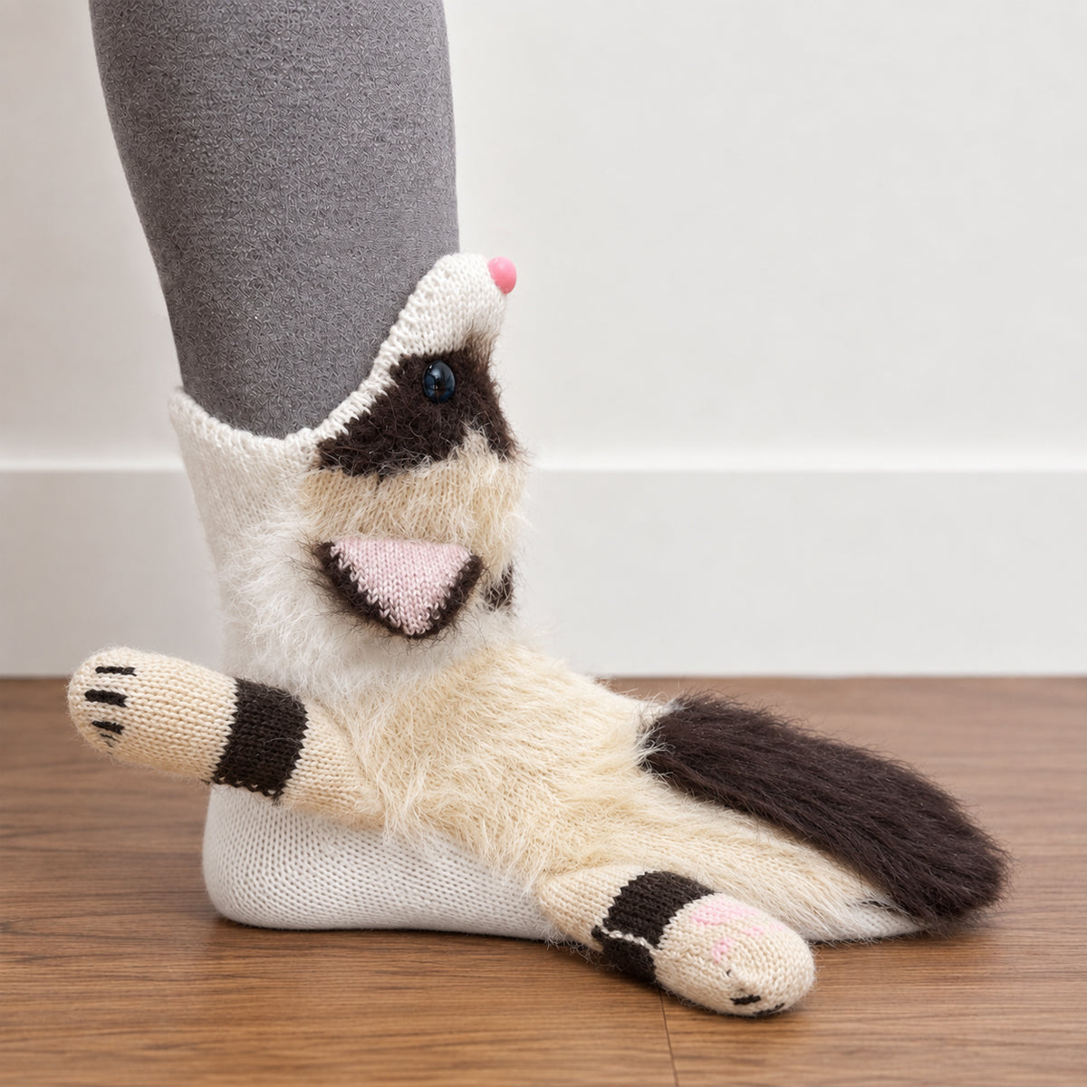 3D Ragdoll Cat Knit Socks – Funny Animal Novelty Socks