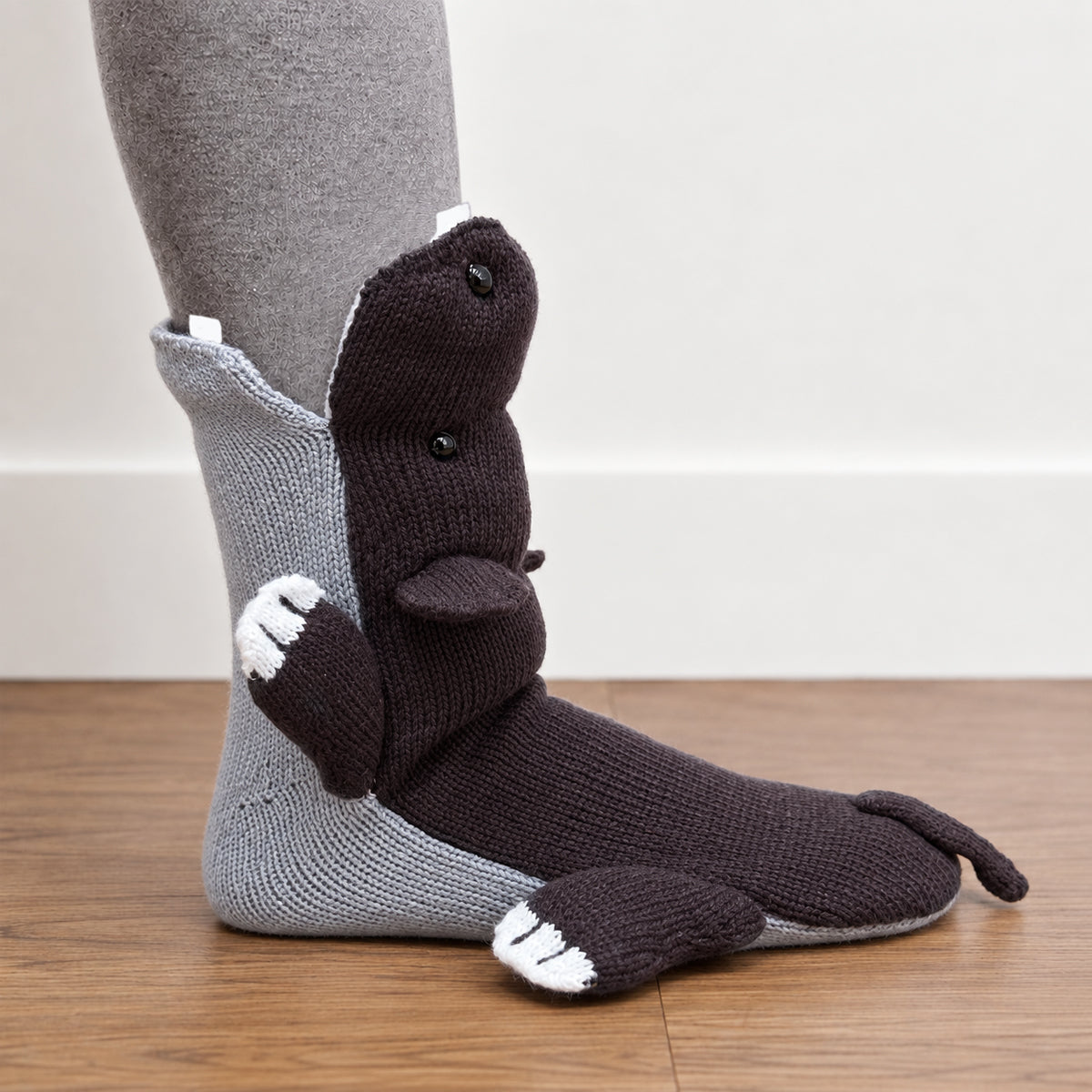 3D Hippo Knit Socks – Funny Animal Novelty Socks