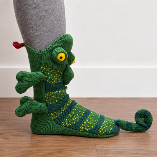 3D Chameleon Knit Socks – Funny Animal Novelty Socks
