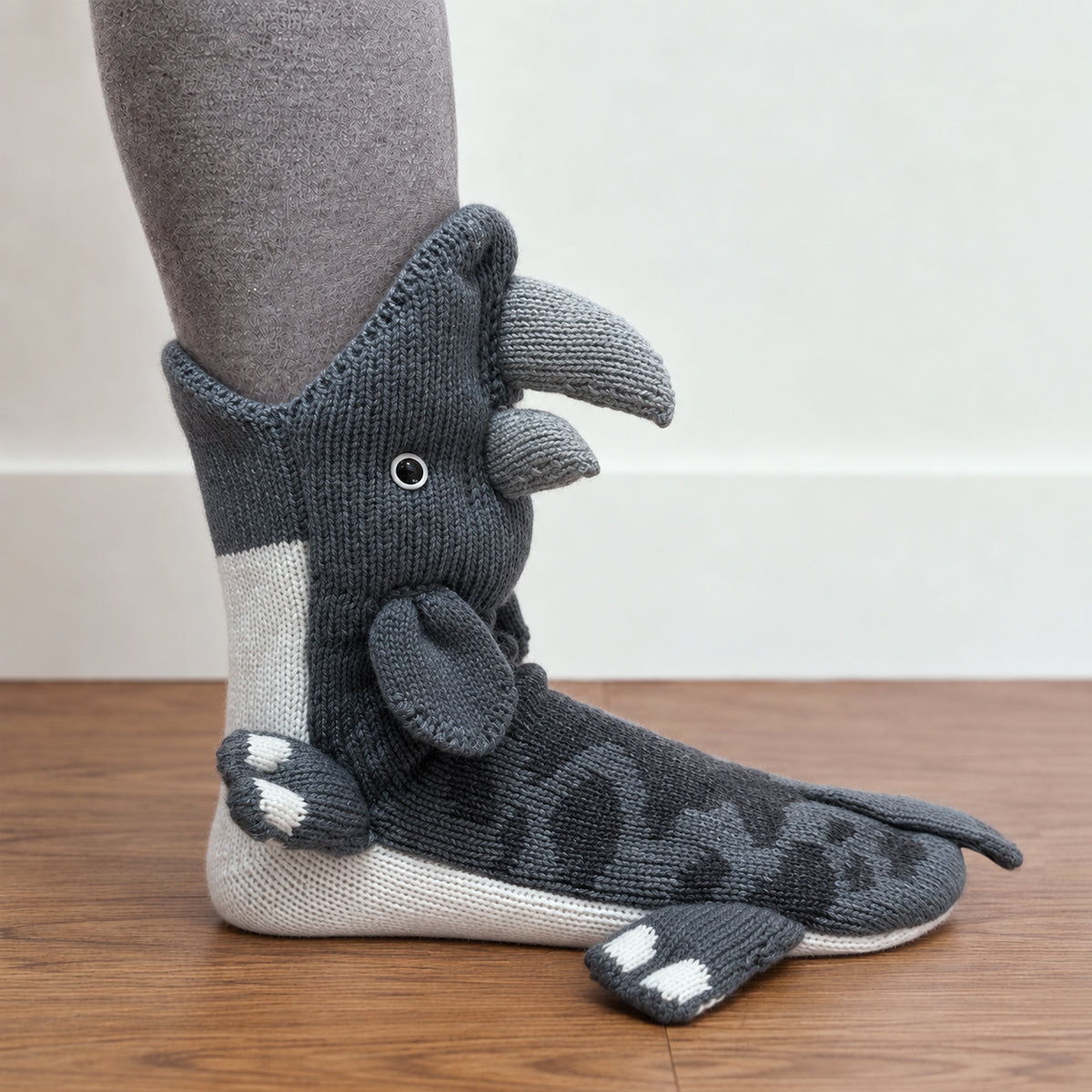 3D Rhinoceros Knit Socks – Funny Animal Novelty Socks
