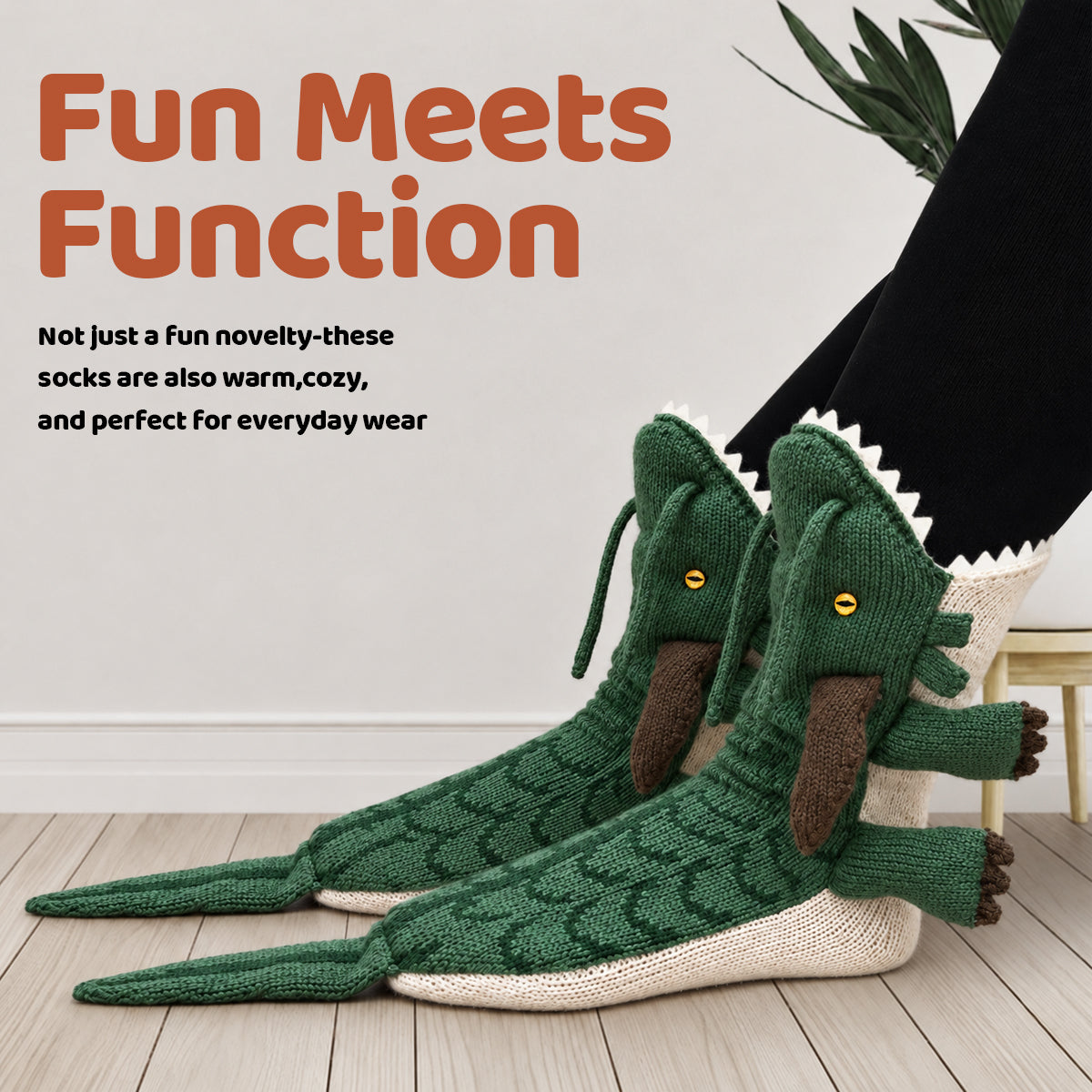 3D Dragon Knit Socks – Funny Animal Novelty Socks