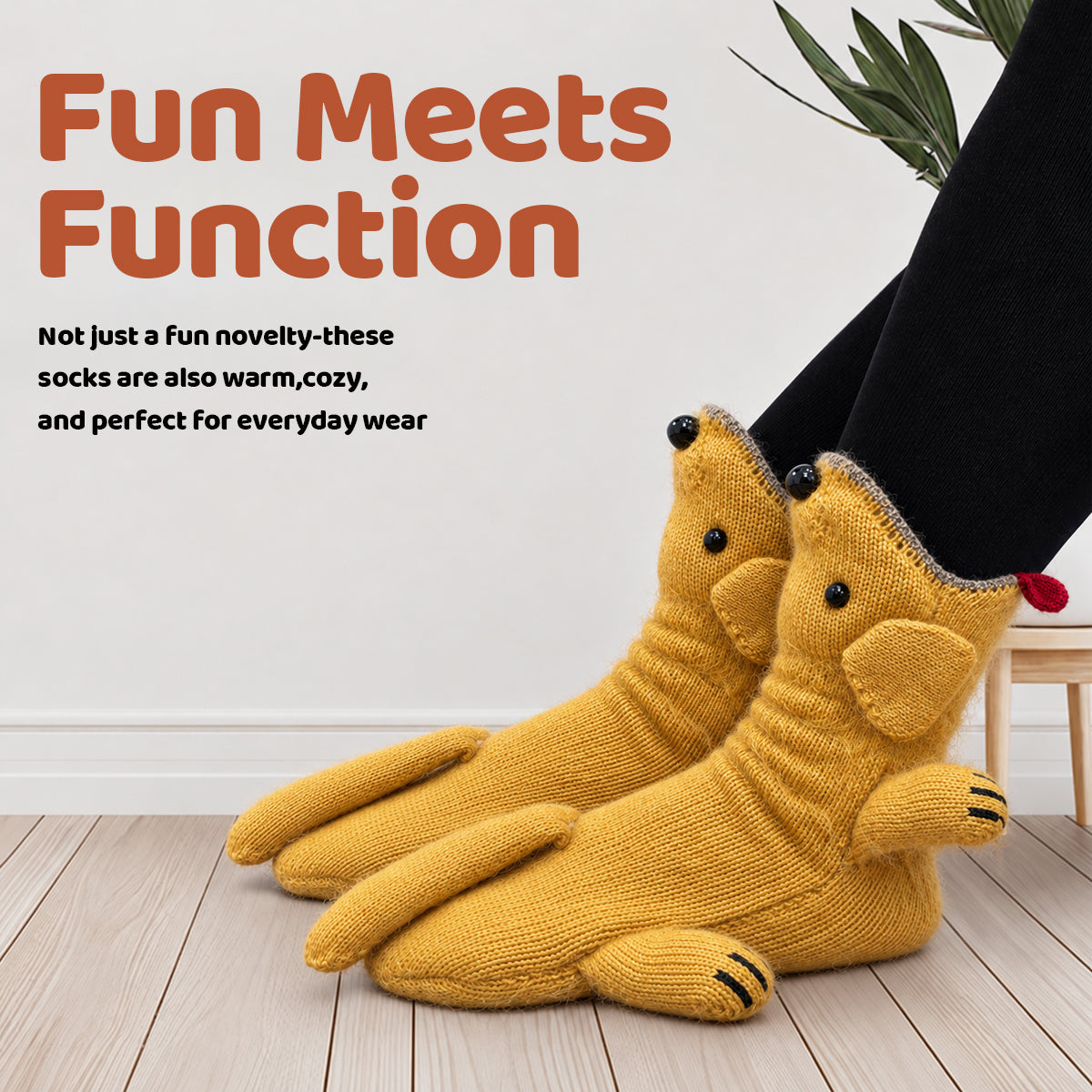 3D Golden Retriever Knit Socks – Funny Animal Novelty Socks
