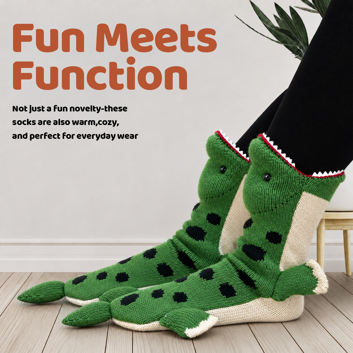 3D Brachiosaurus Knit Socks – Funny Animal Novelty Socks
