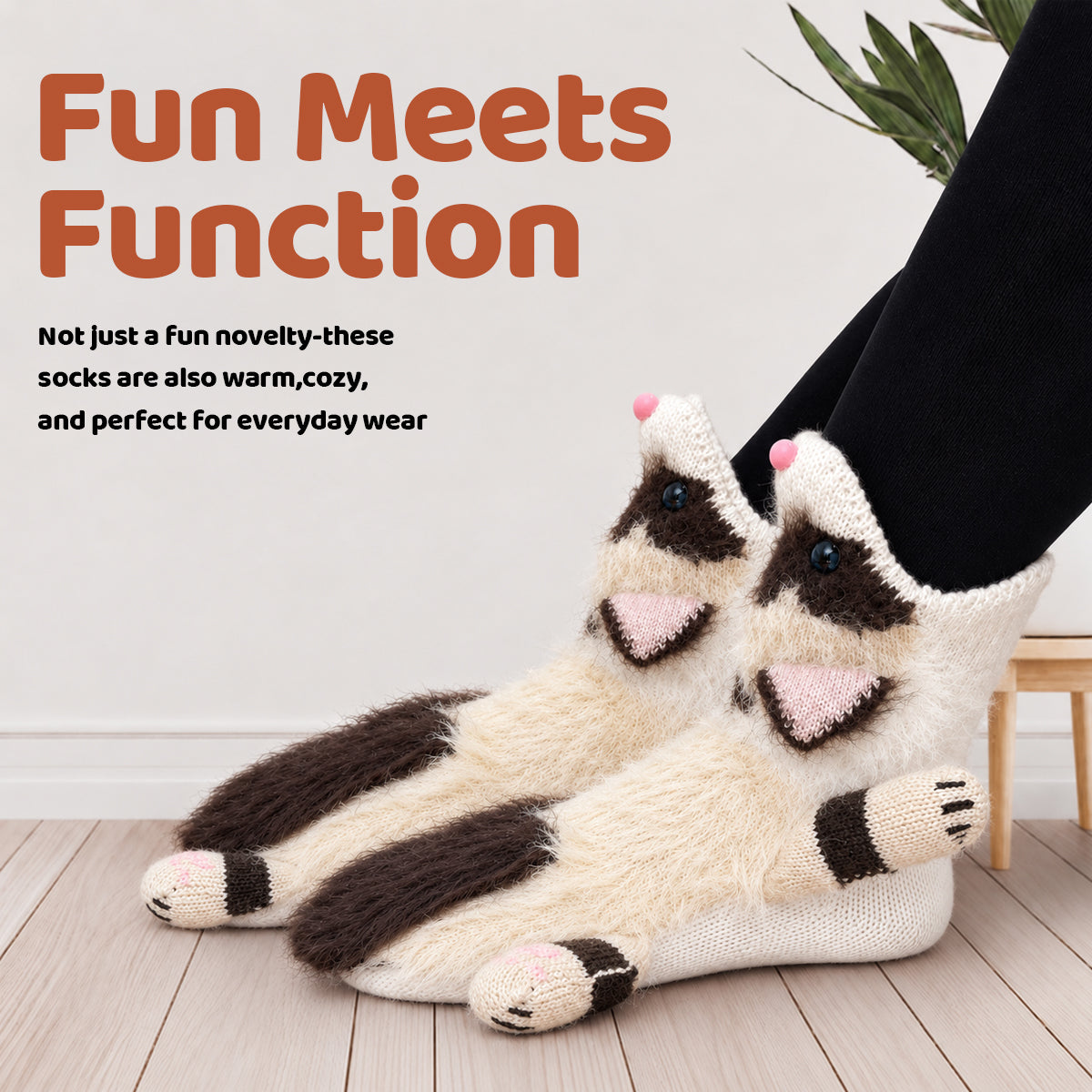 3D Ragdoll Cat Knit Socks – Funny Animal Novelty Socks