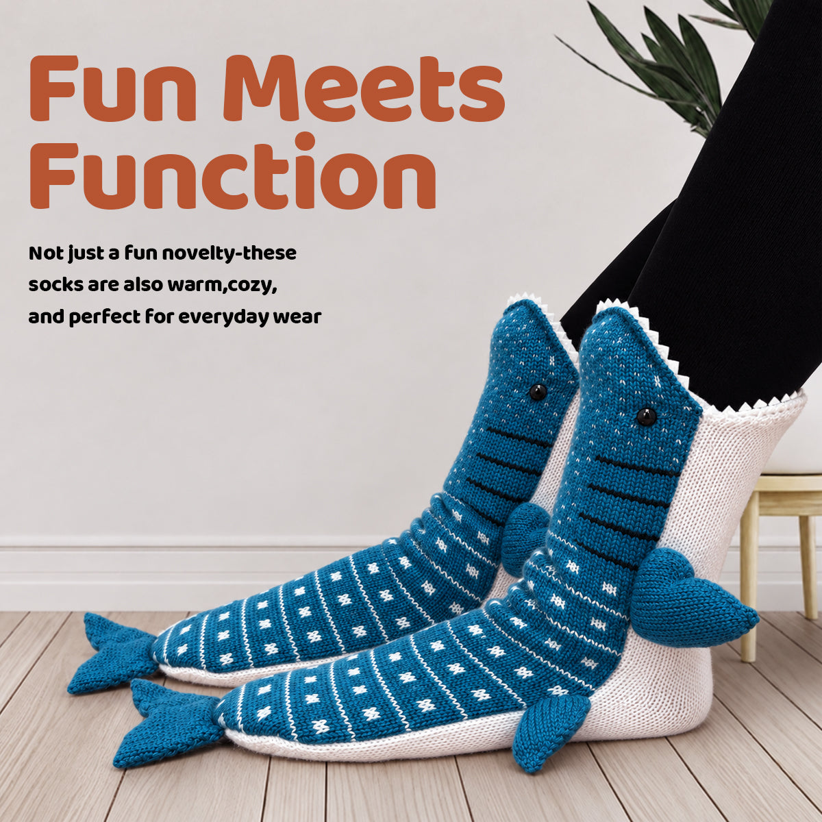 3D Whale Shark Knit Socks – Funny Animal Novelty Socks