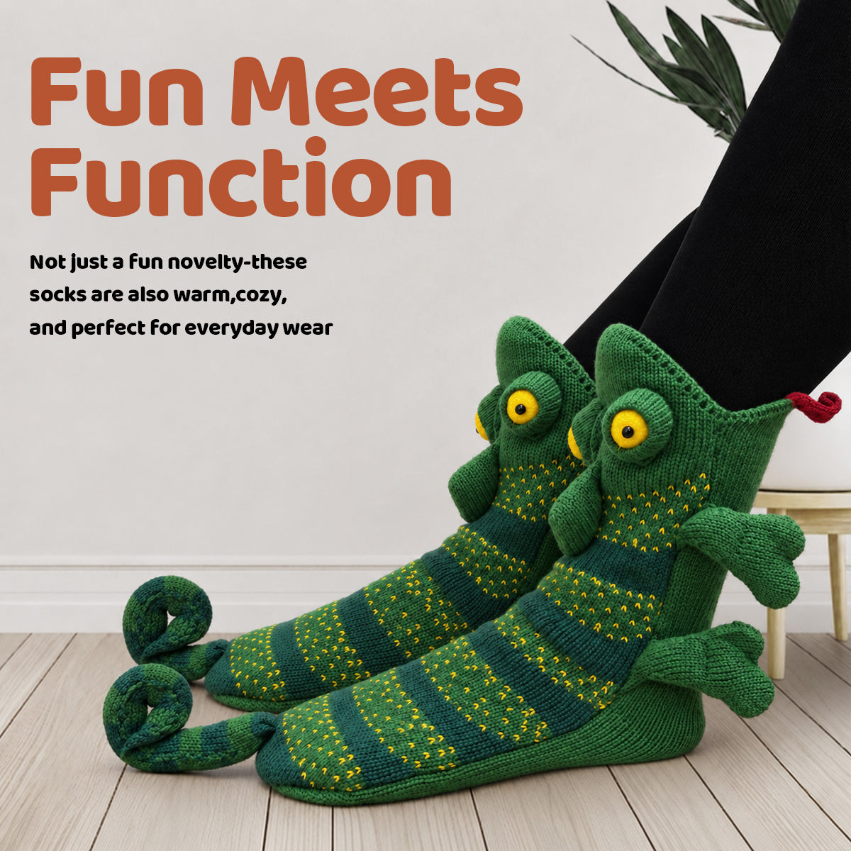 3D Chameleon Knit Socks – Funny Animal Novelty Socks