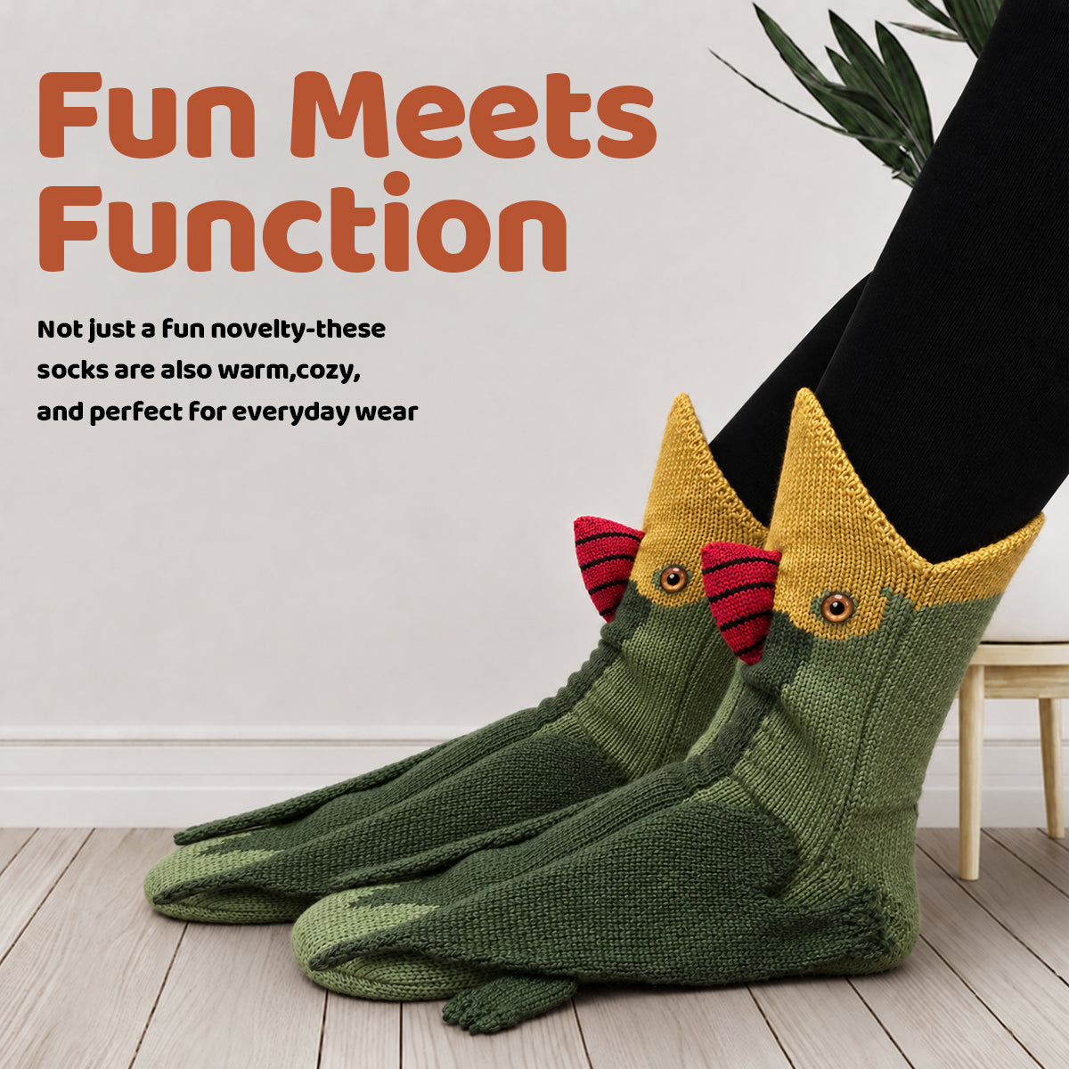 3D Pterodactyl Knit Socks – Funny Animal Novelty Socks