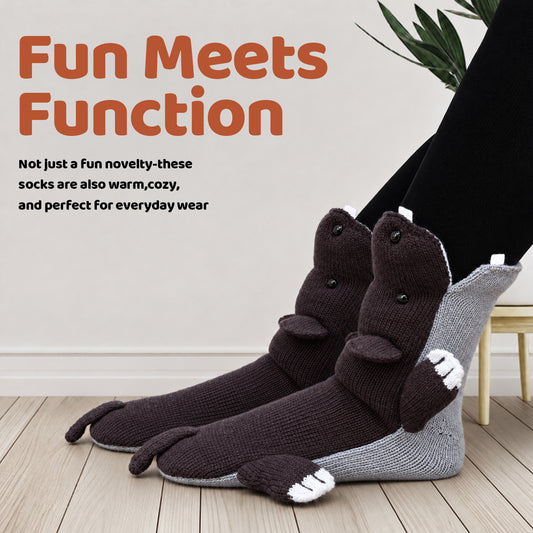 3D Hippo Knit Socks – Funny Animal Novelty Socks