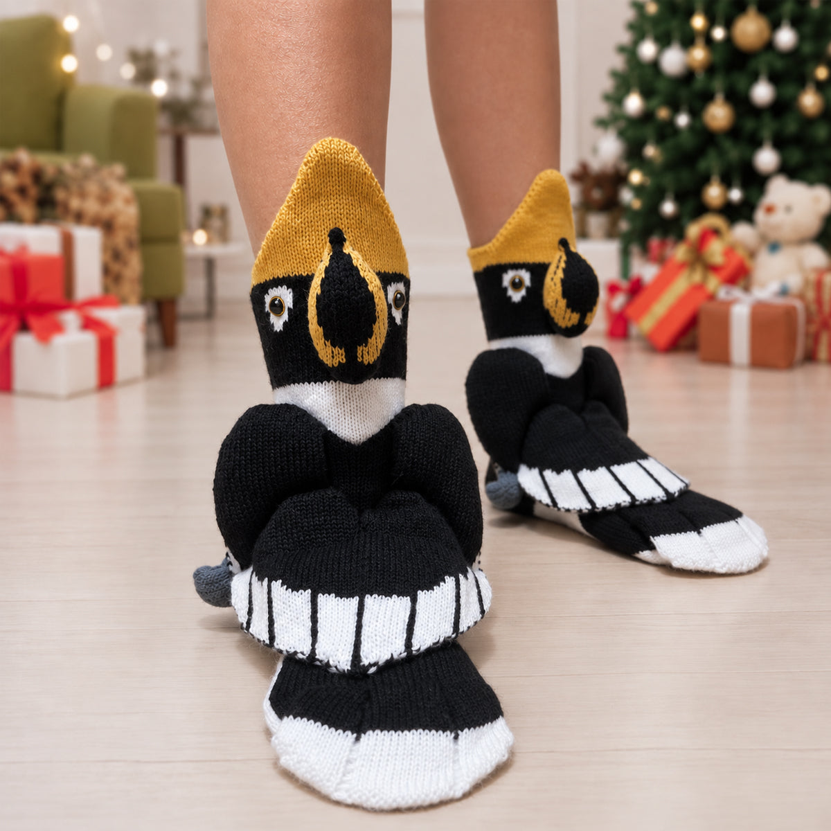 3D Hornbill Knit Socks – Funny Animal Novelty Socks