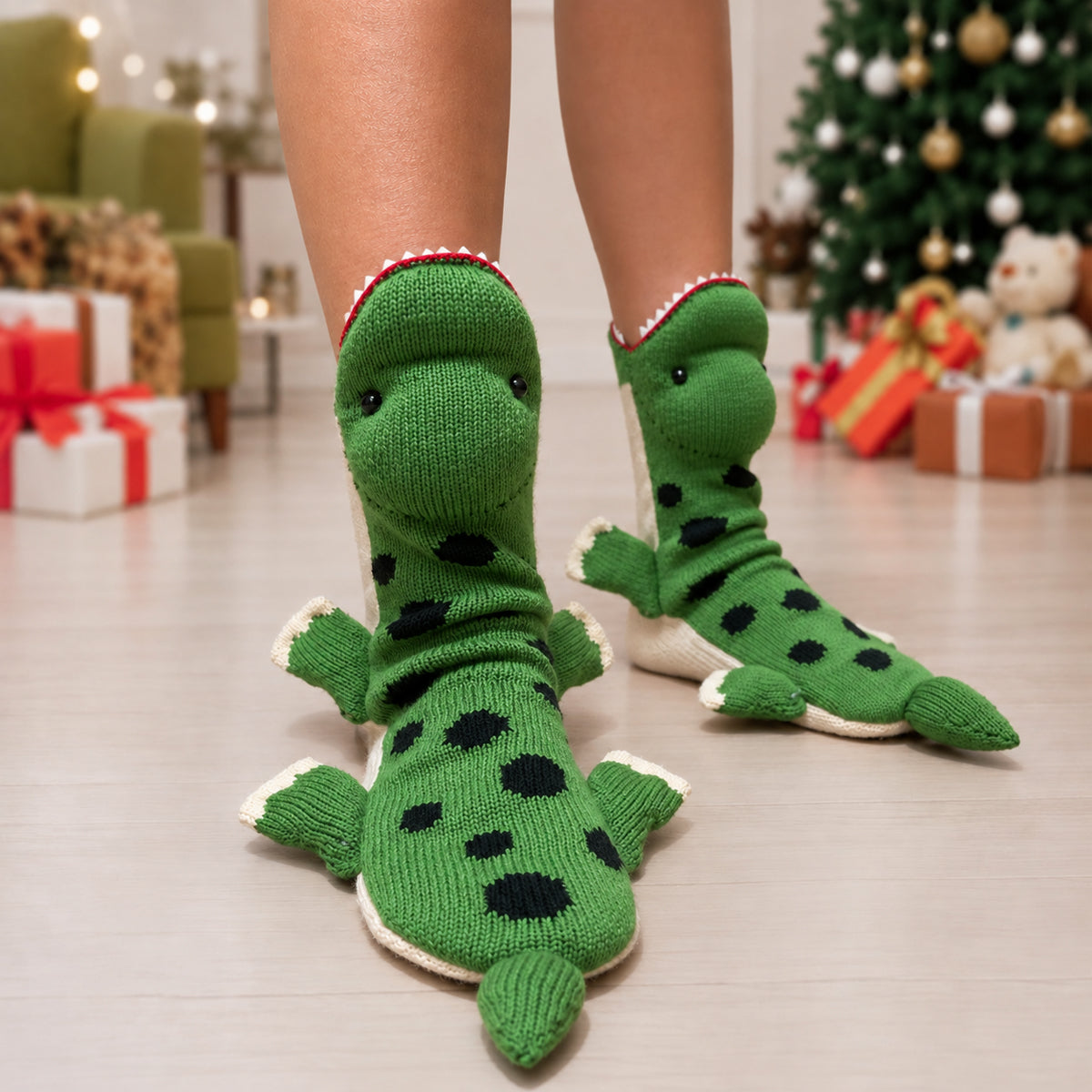 3D Brachiosaurus Knit Socks – Funny Animal Novelty Socks