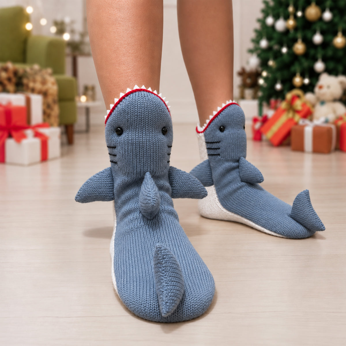 3D Shark Knit Socks – Funny Animal Novelty Socks