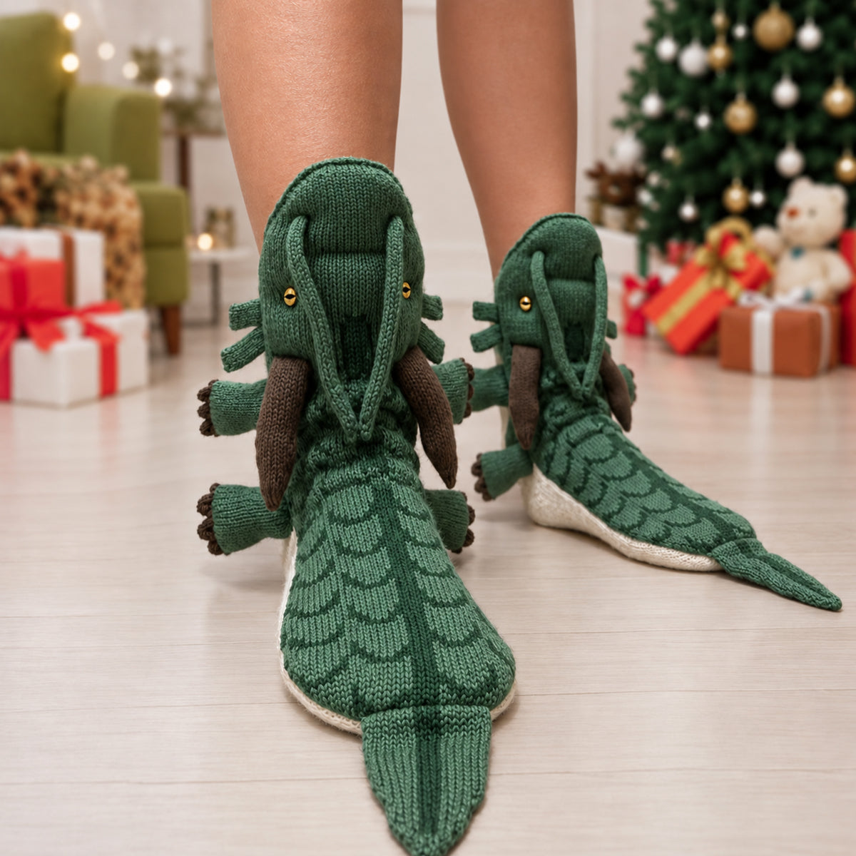 3D Dragon Knit Socks – Funny Animal Novelty Socks