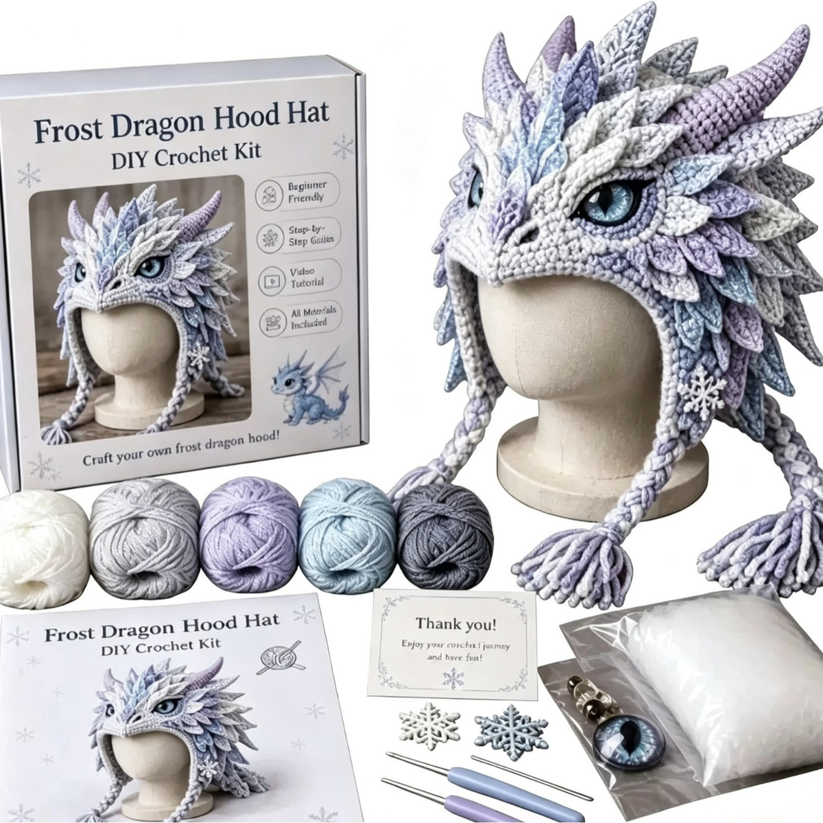 Dark Halloween Dragon Hood Hat DIY Crochet Kit — Craft Your Own Dark Magic
