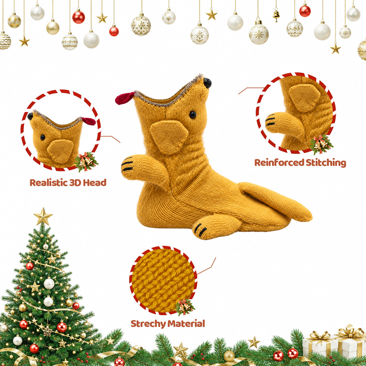 3D Golden Retriever Knit Socks – Funny Animal Novelty Socks