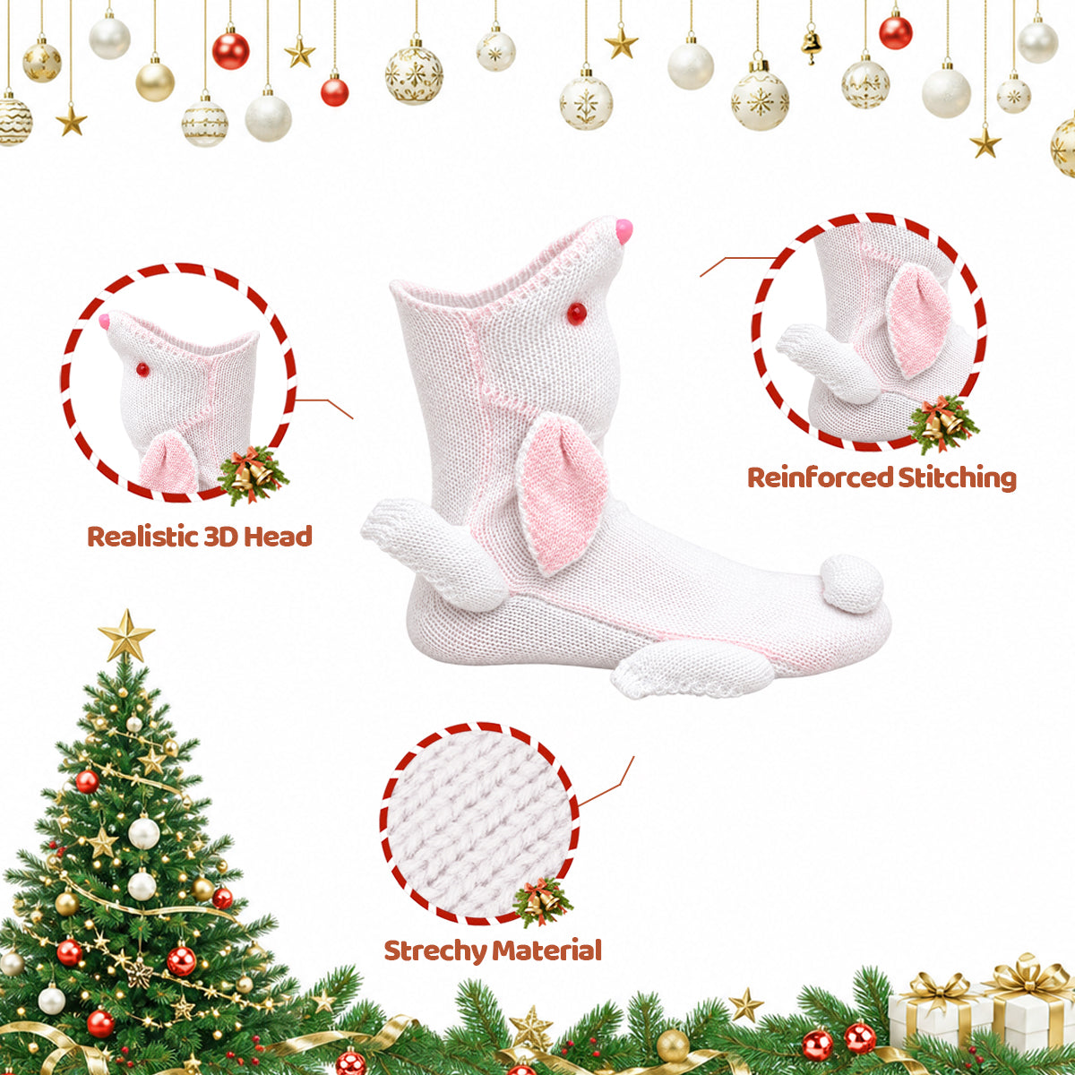 3D Bunny Knit Socks – Funny Animal Novelty Socks