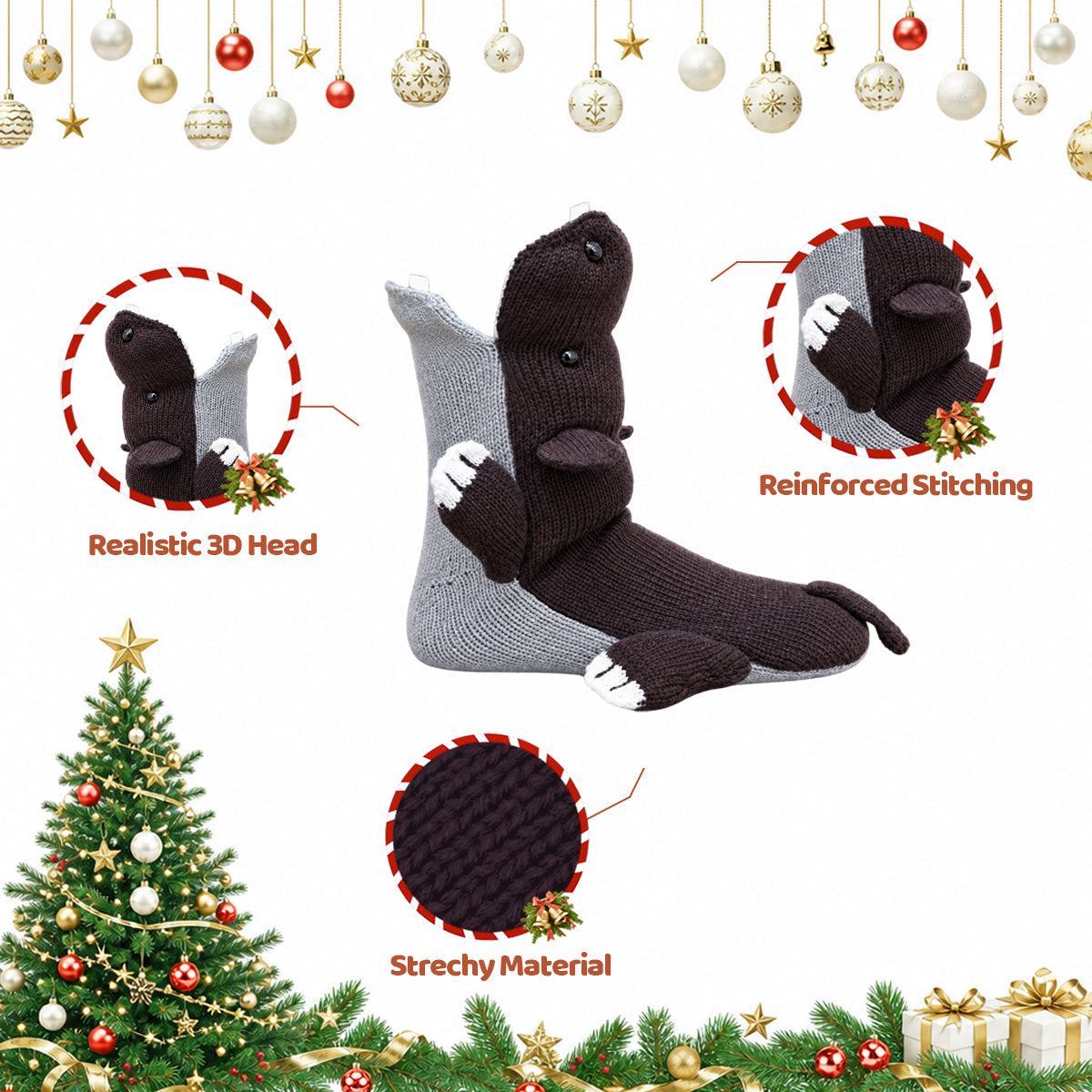 3D Hippo Knit Socks – Funny Animal Novelty Socks
