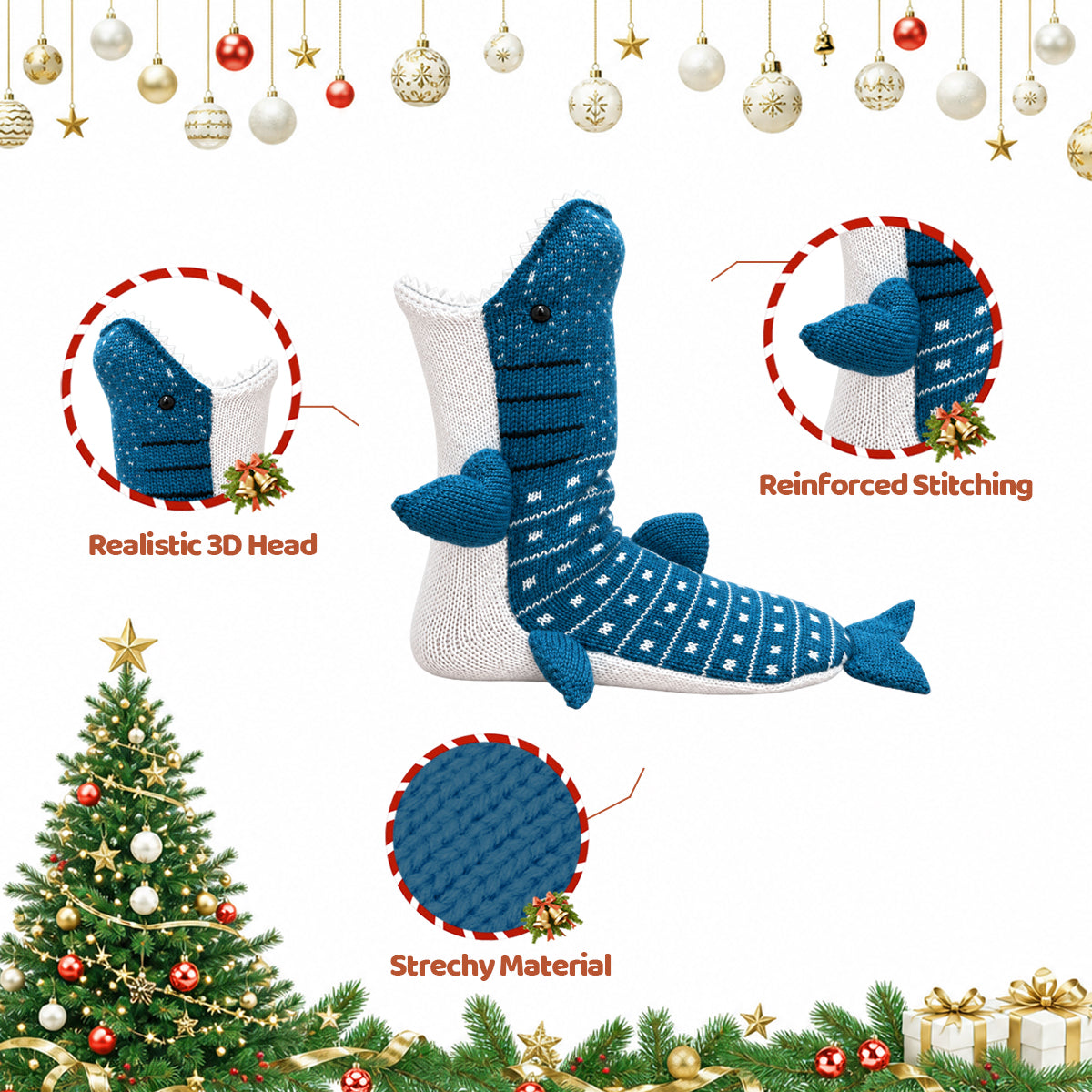 3D Whale Shark Knit Socks – Funny Animal Novelty Socks