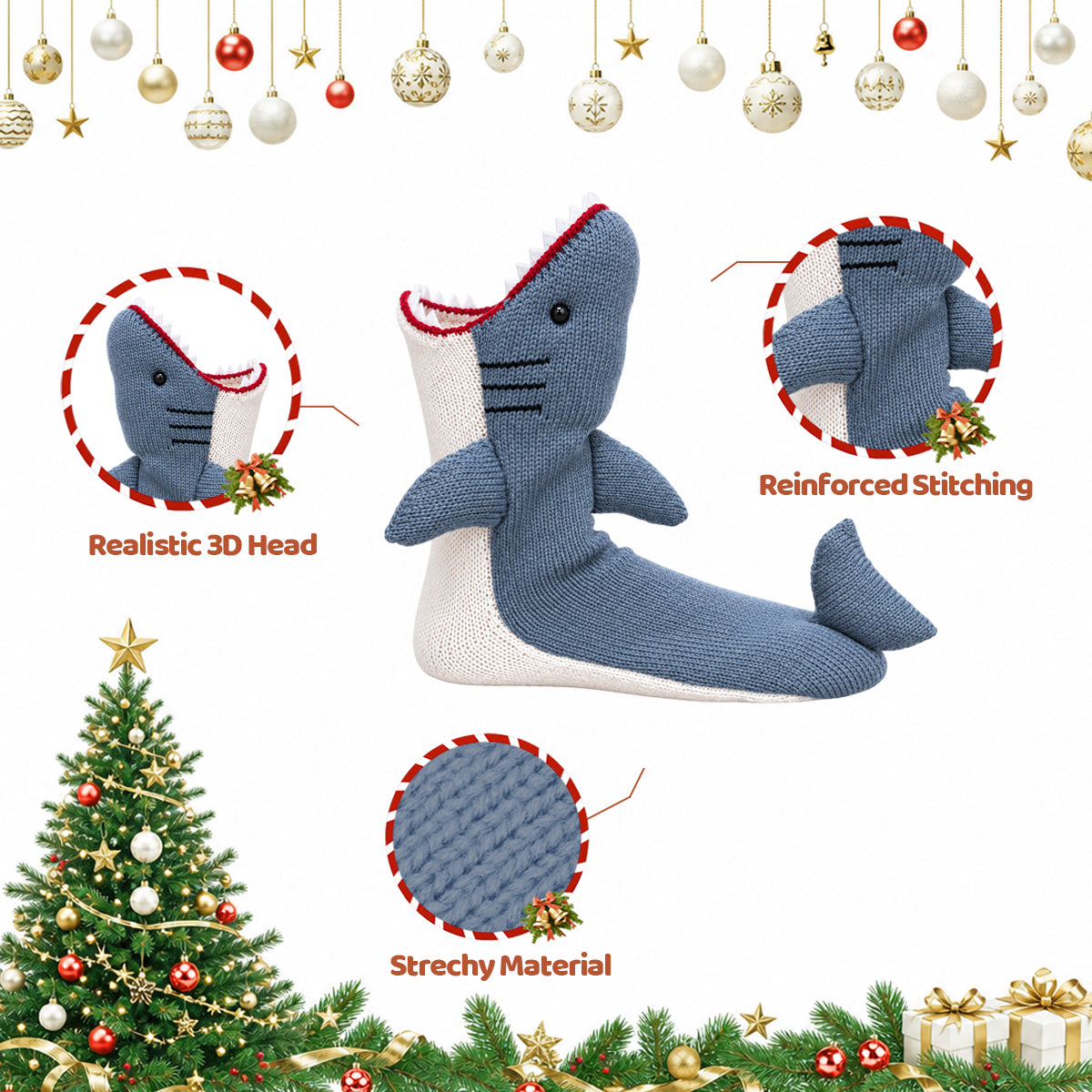 3D Shark Knit Socks – Funny Animal Novelty Socks