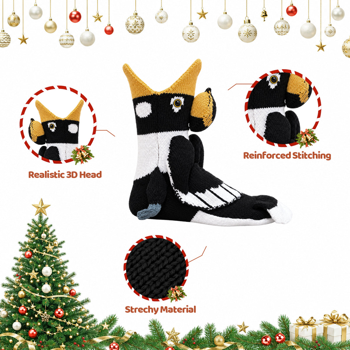 3D Hornbill Knit Socks – Funny Animal Novelty Socks