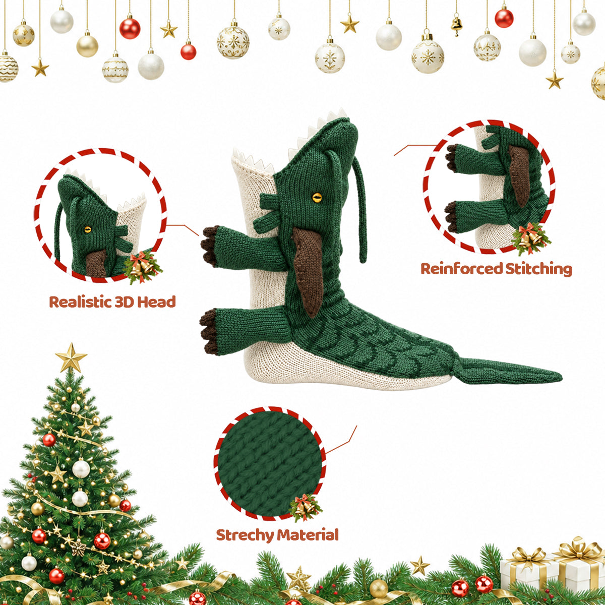 3D Dragon Knit Socks – Funny Animal Novelty Socks