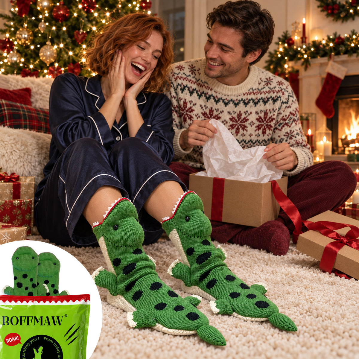 3D Brachiosaurus Knit Socks – Funny Animal Novelty Socks