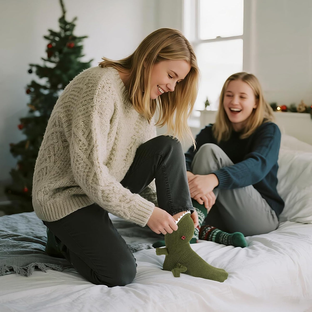 3D T-Rex Dinosaur Knit Socks – Fun Novelty Gift