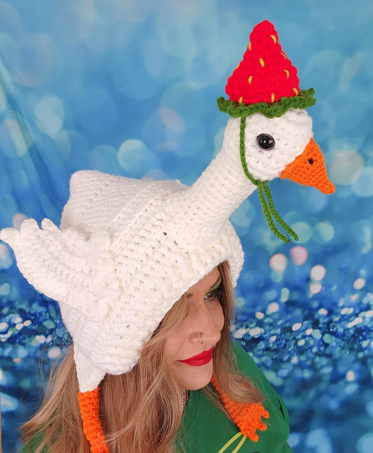Handcrafted 3D Cute Goose Crochet Earflap Beanie with Neck & Webbed Foot Tassels