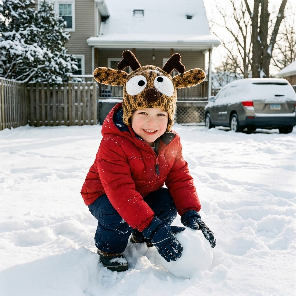 Winter Magic 3D Reindeer Knit Earflap Hat