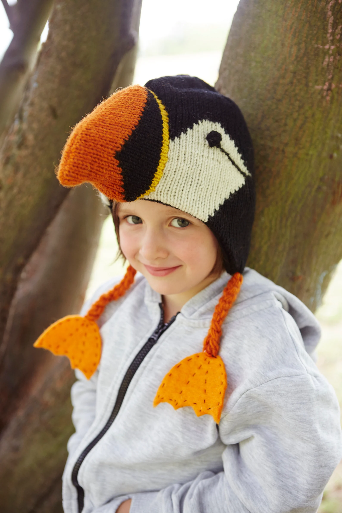 Handcrafted 3D Puffin Crochet Earflap Beanie with Big Beak & Webbed Foot Tassels