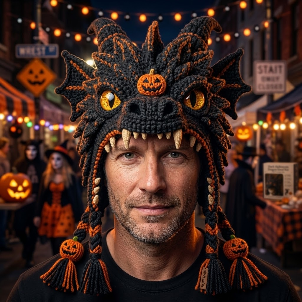 Dark Halloween Dragon Hood Hat DIY Crochet Kit — Craft Your Own Dark Magic