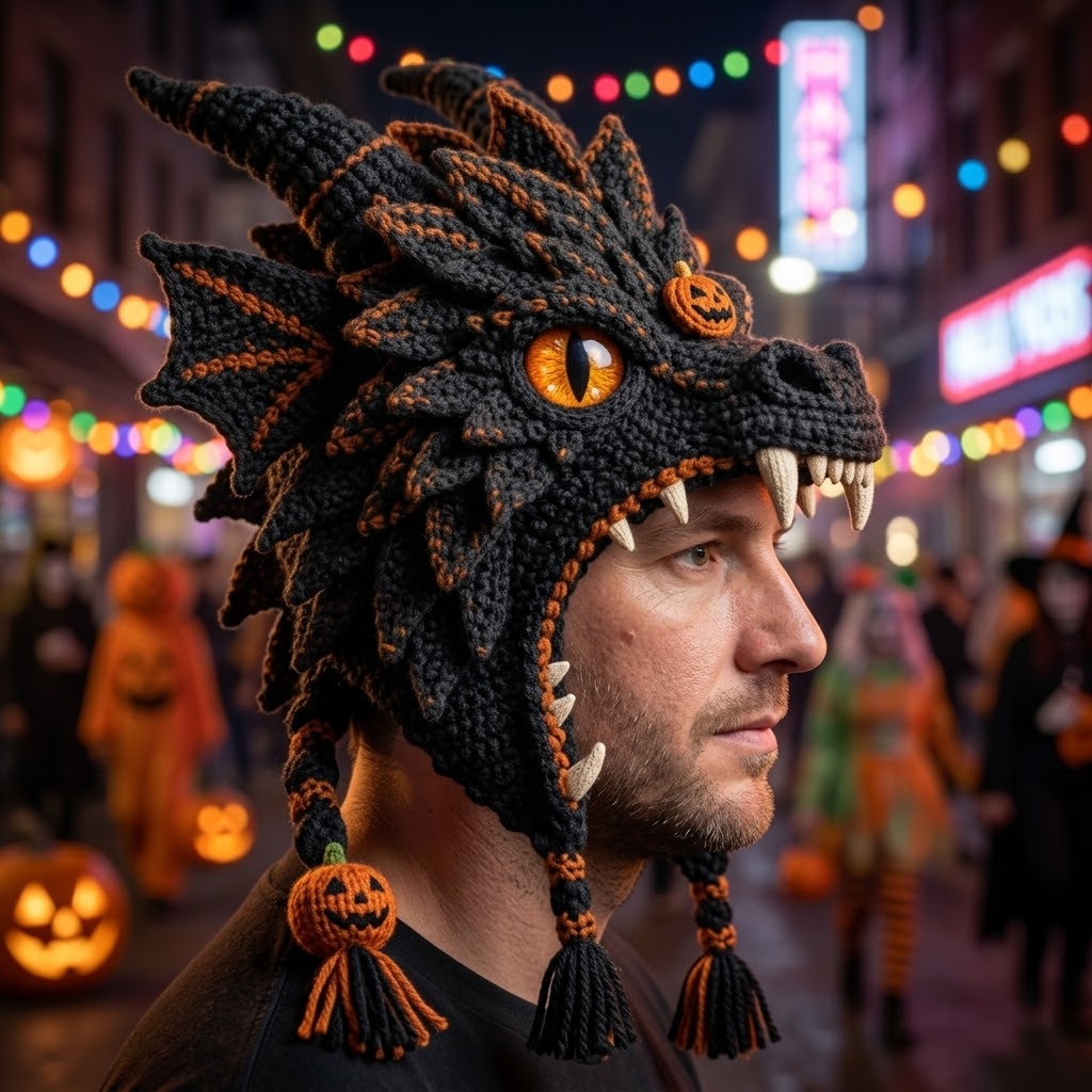 Dark Halloween Dragon Hood Hat DIY Crochet Kit — Craft Your Own Dark Magic
