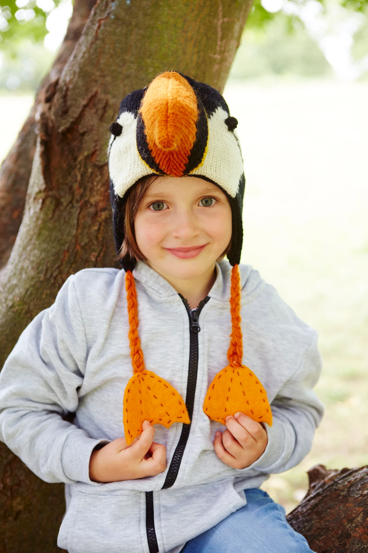 Handcrafted 3D Puffin Crochet Earflap Beanie with Big Beak & Webbed Foot Tassels