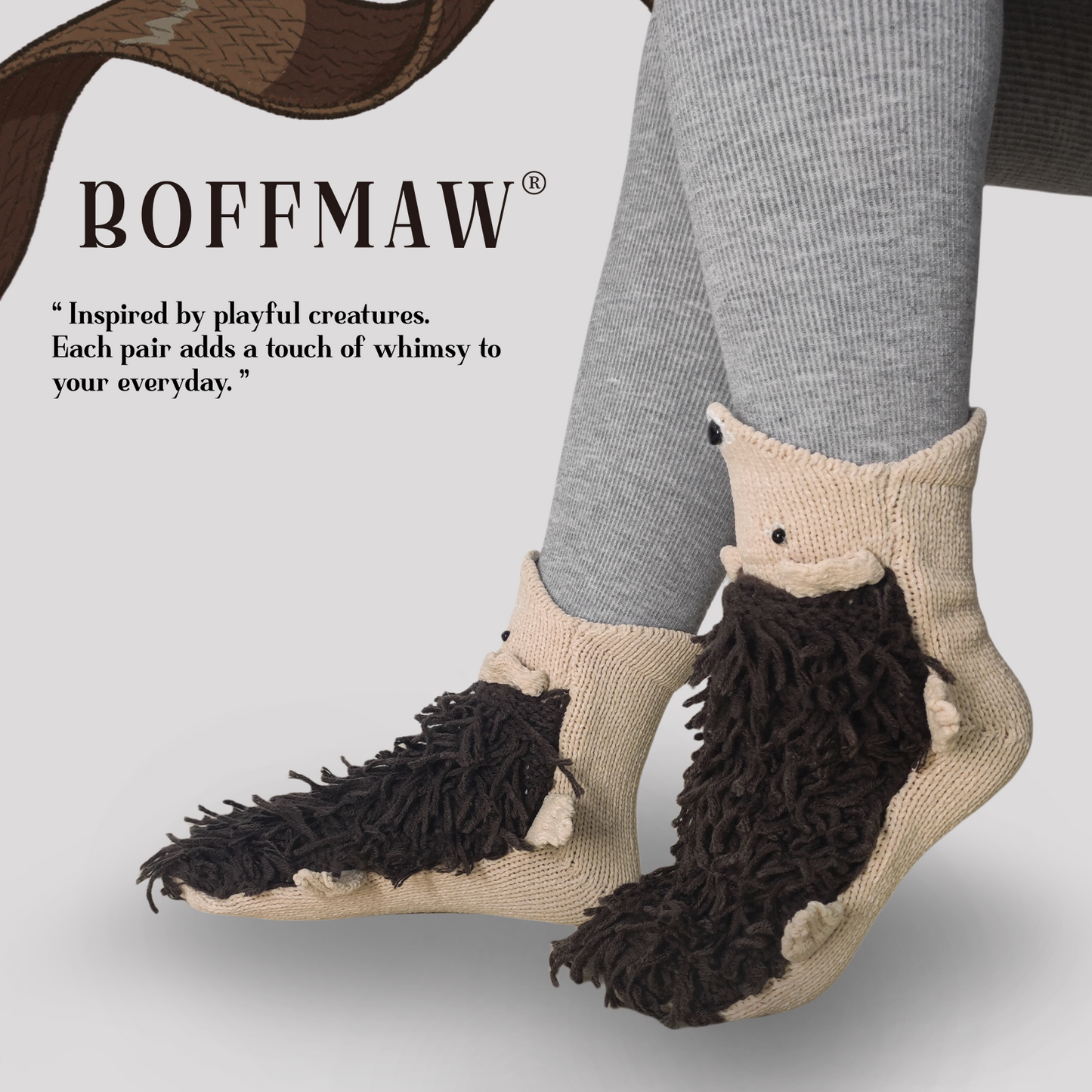 BOFFWAM Hedgehog Knit Socks-Quirky creative design & Comfy Soft knitted material, Carpet socks for Family Party Homewear Menswear Original