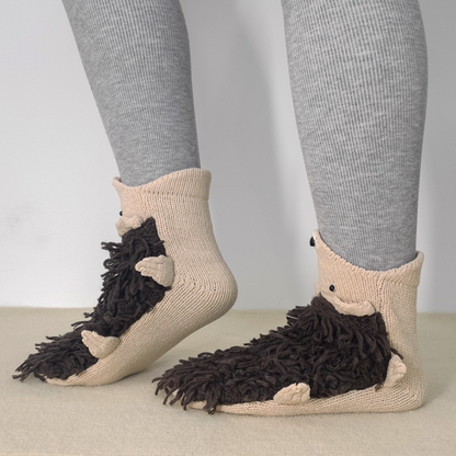 BOFFWAM Hedgehog Knit Socks-Quirky creative design & Comfy Soft knitted material, Carpet socks for Family Party Homewear Menswear Original