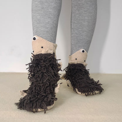 BOFFWAM Hedgehog Knit Socks-Quirky creative design & Comfy Soft knitted material, Carpet socks for Family Party Homewear Menswear Original