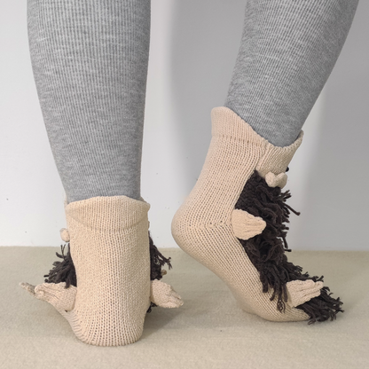 BOFFWAM Hedgehog Knit Socks-Quirky creative design & Comfy Soft knitted material, Carpet socks for Family Party Homewear Menswear Original