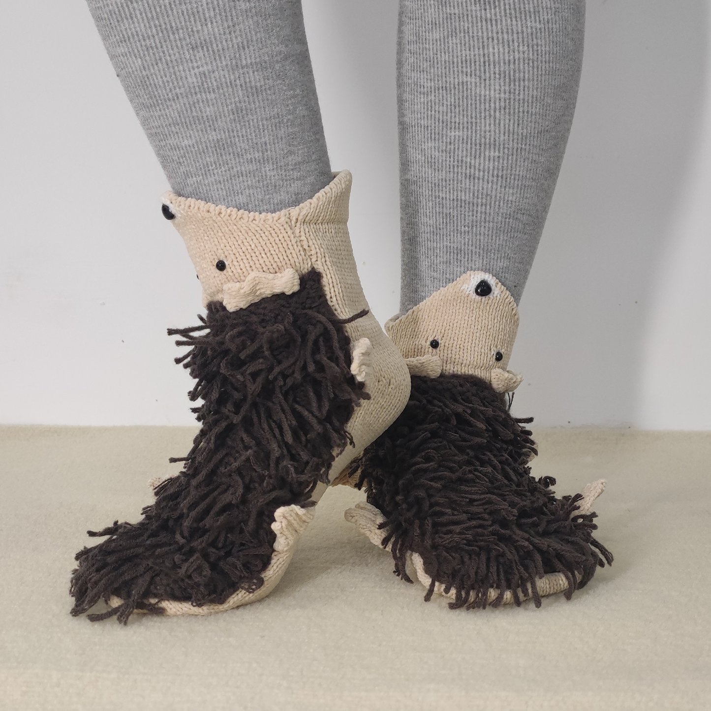 BOFFWAM Hedgehog Knit Socks-Quirky creative design & Comfy Soft knitted material, Carpet socks for Family Party Homewear Menswear Original