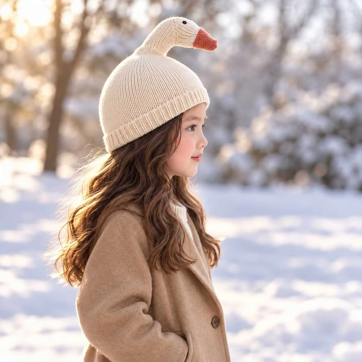 3D Honking Goose Knit Beanie  for kids and women