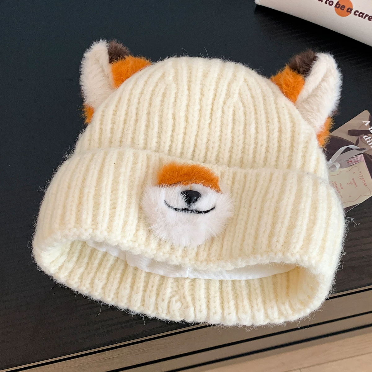 Foxy Charm 3D Knit Beanie with Cute Ears and Snout