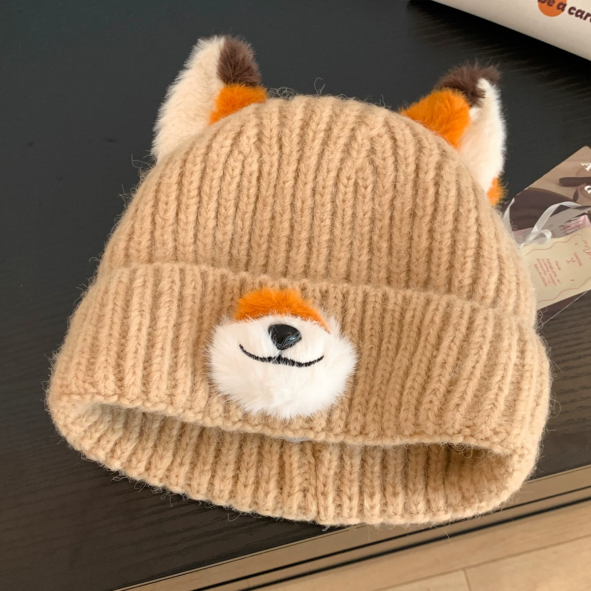 Foxy Charm 3D Knit Beanie with Cute Ears and Snout
