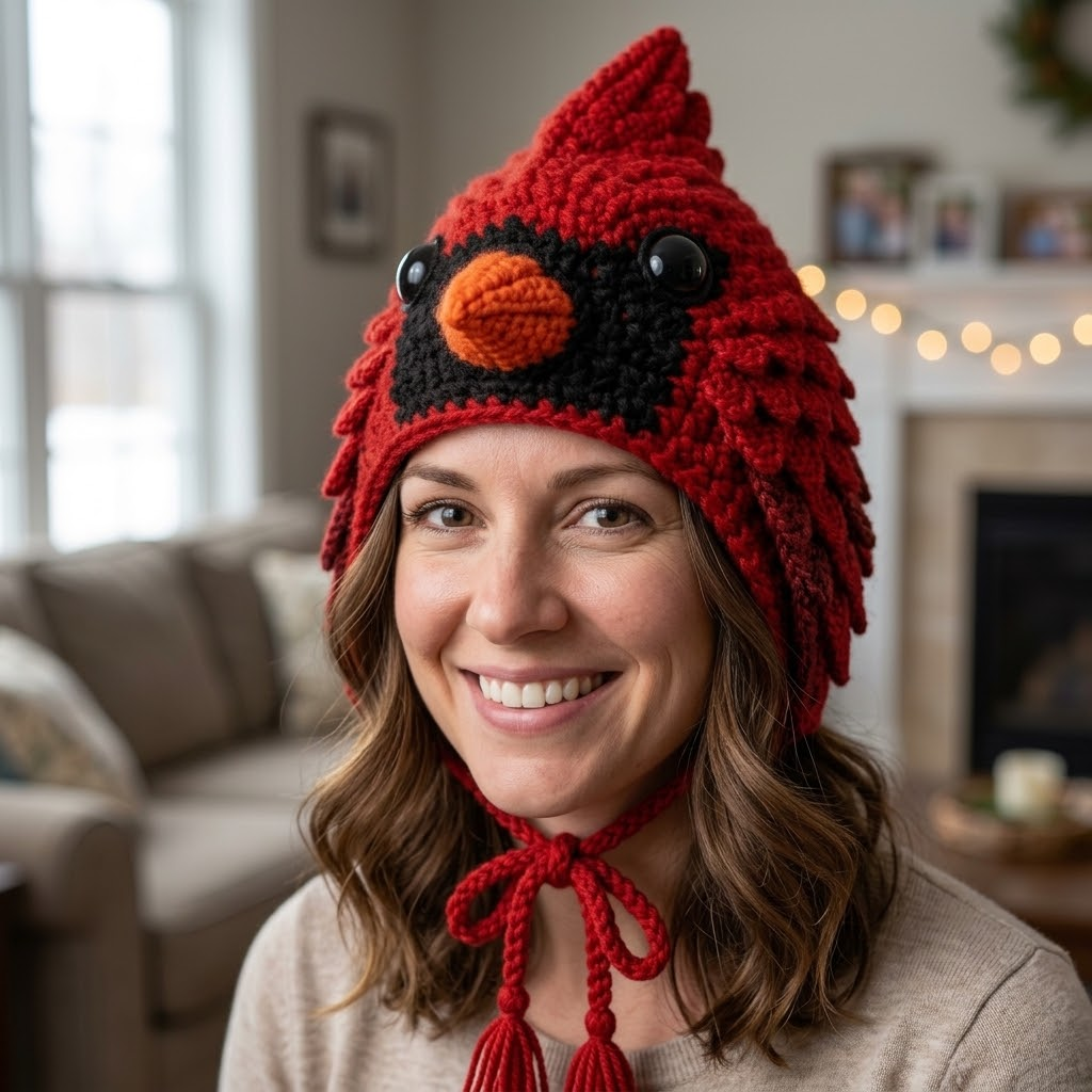 Cardinal Hood Hat DIY Crochet Kit — Craft a Meaningful Winter Companion